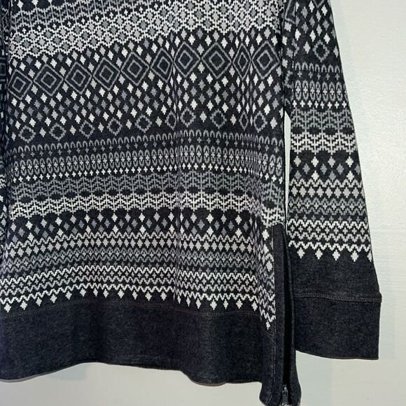 T by Talbots Fair Isle Nordic Knit Mock Neck Side Zip Sweater Womens Size MP - Picture 2 of 11